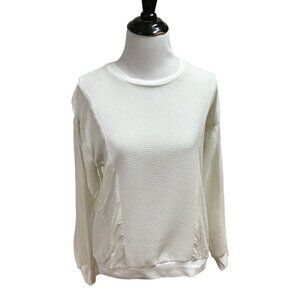 Rebecca Taylor Women's Size 2 Blouse Top Long Sleeve Semi Sheer Textured White